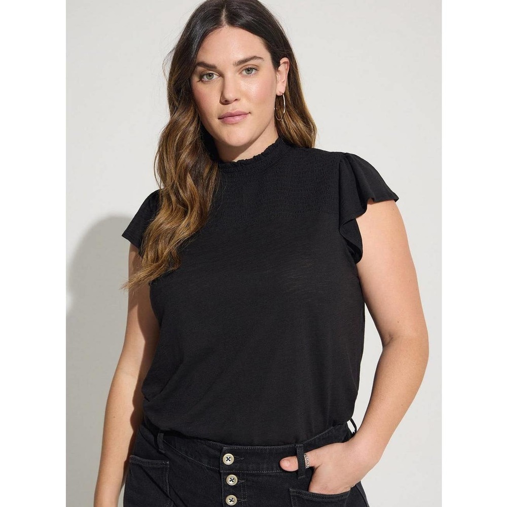 NWT Torrid Cotton Modal Jersey Smocked Mock Neck Tank Top Plus Size: 0X (12)